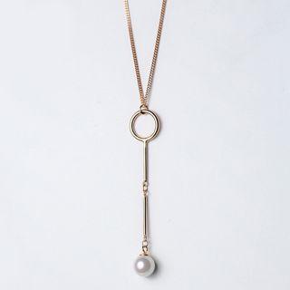 925 Sterling Silver Faux Pearl Drop Necklace