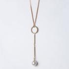 925 Sterling Silver Faux Pearl Drop Necklace
