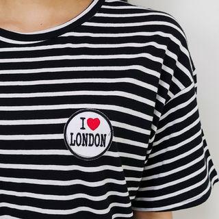 Set: I Love London Stripe T-shirt + Cropped Jogger Pants