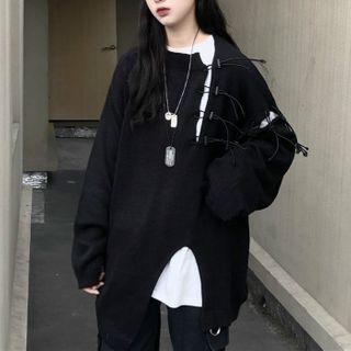 Short-sleeve T-shirt / Lace-up Sweater