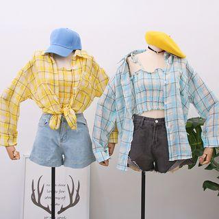Set: Smcoked Crop Top + Light Shirt