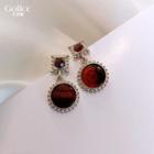Gemstone Earring 1 Pair - Red - One Size