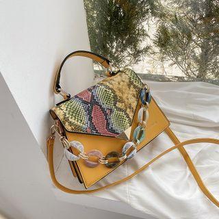 Snakeskin Print Faux Leather Crossbody Bag