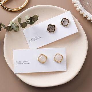 Square Faux Crystal Earring