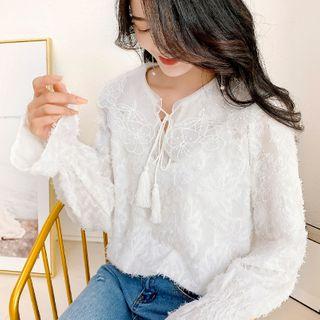 Tassel Long-sleeve Blouse