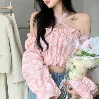 Cold-shoulder Ruffle Crop Top