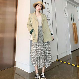 Knit Camisole Top / Blazer / Midi A-line Skirt