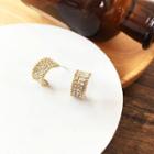 Sterling Silver Rhinestone Mini Open Hoop Earring 1 Pair - Gold - One Size
