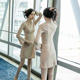Bell-sleeve Asymmetric A-line Dress