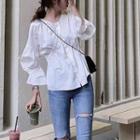 Bell Sleeve Pleated Blouse