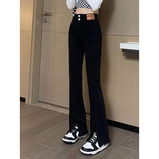 High Waist Silt-hem Bootcut Jeans (various Designs)