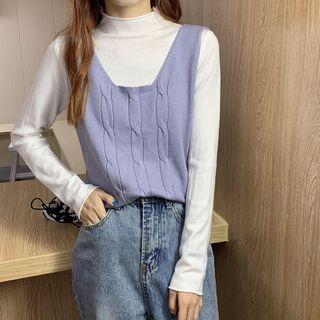 Long-sleeve Mock-neck Top / Knit Tank Top