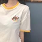 Rainbow Embroidered Short-sleeve Ringer T-shirt