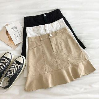 Plain High-waist A-line Fish Tail Skirt