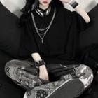 Short Sleeve Plain Chain Accent Oversized T-shirt
