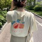 Peach-print Short-sleeve Round Neck T-shirt