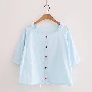 3/4-sleeve Linen Cotton Top