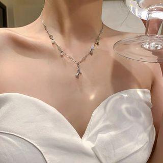 Rose Necklace Airy Blue & Silver - One Size