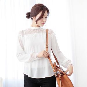 Lace Panel Chiffon Blouse
