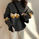Mock-turtleneck Argyle Sweater