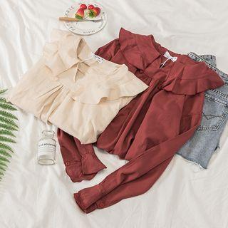 Long Sleeve Ruffled Collar Blouse