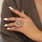 Faux Pearl Rhinestone Alloy Ring White - One Size