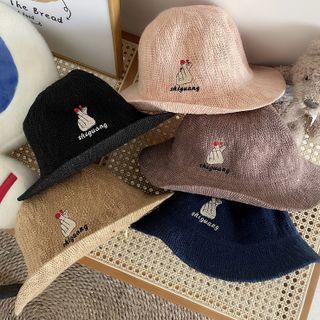 Embroidered Linen Cotton Bucket Hat