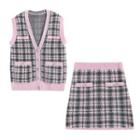 Plaid Sweater Vest / Skirt / Set