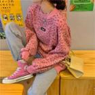 Leopard Print Sweatshirt Pink - One Size