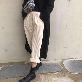Ribbed Corduroy Wide-leg Pants White - One Size