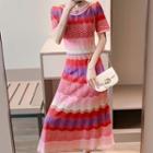 Chevron Patterned Knit Maxi Dress