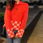 Long-sleeve Check Collared Sweater
