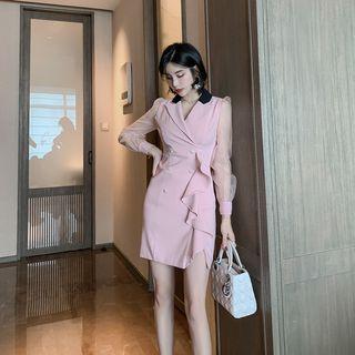 Ruffle Long-sleeve Sheath Dress