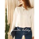 Buckled Mandarin-collar Half-placket Blouse