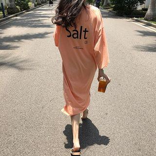 Lettering Printed Long-sleeve Dress