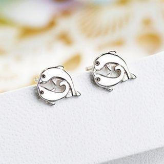 Dolphin Sterling Silver Earring 1 Pair - 925 Silver - Silver - One Size