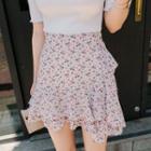 Ruffle-layered Floral Miniskirt