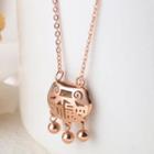Stainless Steel Lock Pendant Necklace 1464 - Rose Gold - One Size