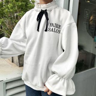 Letter Embroidered Bell-sleeve Pullover