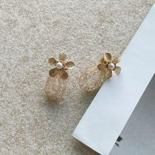 Flower Faux-pearl Earrings One Size