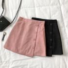 Asymmetric Single-breasted Faux Suede A-line Skirt