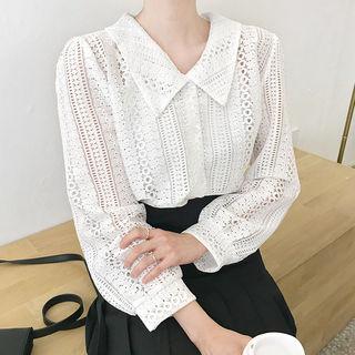 Long-sleeve Lace Sheer Shirt