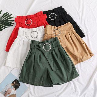 Pleated A-line Shorts With Belt