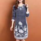Patterned Sweater Dress Gray - One Size
