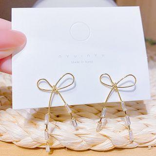 Bow Alloy Rhinestone Earring E0316 - Bow Earring - Gold - One Size