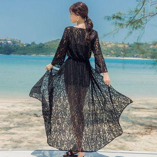 Tie-front Long Lace Jacket
