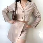 Short Blazer + High Waist Irregular Skirt Set