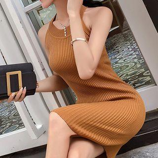 Halter Mini Knit Sheath Dress