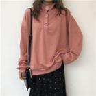 Stand Collar Buttoned Pullover