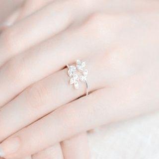 Leaf 925 Sterling Silver Open Ring Silver - One Size